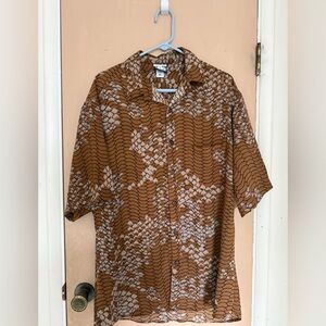 Manuheali’i Brown Men's Button Down Aloha Shirt